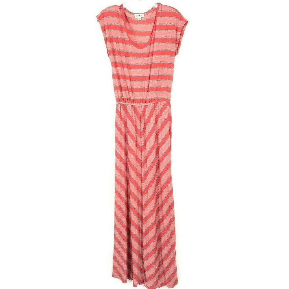Puella Size S Pink Gray Chevron Striped Maxi Dress
